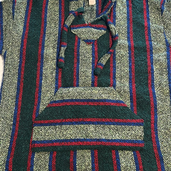 Earthbound Trading Co Baja Pullover Unisex Size XL Green Blue & Red - Picture 5 of 6